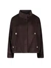 Giorgio Armani Relaxed Fit Cropped Jacket With Decorative Buttons In Brown