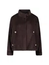 Giorgio Armani Relaxed Fit Cropped Jacket With Decorative Buttons In Brown