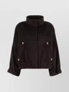 Giorgio Armani Relaxed Fit Cropped Jacket With Decorative Buttons In Brown