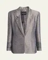 Giorgio Armani Animalier Silk Jacquard Single-breasted Blazer Jacket In Solid Dark Grey