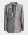 Giorgio Armani Animalier Silk Jacquard Single-breasted Blazer Jacket In Solid Dark Grey