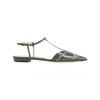 Giorgio Armani Pointed Leather Ballet Flats In Green