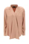Giorgio Armani Silk Blouse Draped V Neckline In U13a