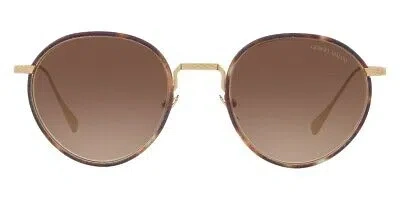Pre-owned Giorgio Armani Ar6103j Sunglasses Men Round Gold 51mm & Authentic In Brown