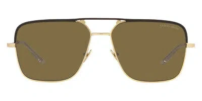 Pre-owned Giorgio Armani Ar6142 Sunglasses Matte Pale Gold Dark Brown 57mm
