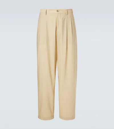 Giorgio Armani Cotton-blend Straight Pants In Neutral