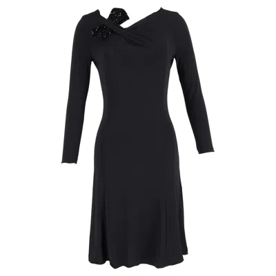 Giorgio Armani Armani Collezioni Bow-embellished Midi Dress In Black Polyamide