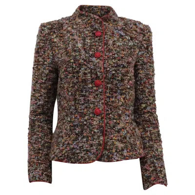 Giorgio Armani Armani Collezioni Single-breasted Tweed Blazer In Multicolor Nylon