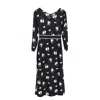 Giorgio Armani Armani Exchange Floral Printed Midi Dress In Black Polyester In Black