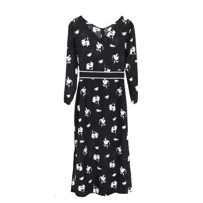 Giorgio Armani Armani Exchange Floral Printed Midi Dress In Black Polyester