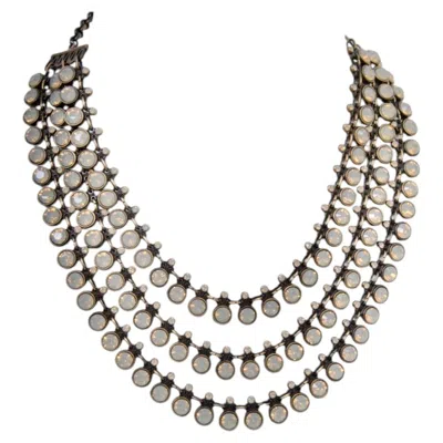 Pre-owned Giorgio Armani Armani Three-strand Necklace With Opalescent Stones In Multi