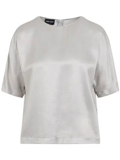 GIORGIO ARMANI ASH GREY SHIRT WITH DISCREET REAR ZIP FASTENING