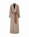 Giorgio Armani Asv Chevron Wool And Cashmere Long Coat In Gray