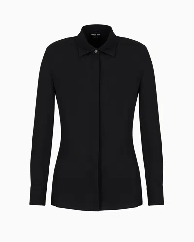 Giorgio Armani Official Store Asv Classic Shirt In Organic Silk In Black