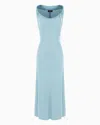 Giorgio Armani Asv Crêpe-feel Viscose-jersey Midi Dress In Blue