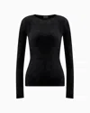 Giorgio Armani Asv Crew-neck Jumper In Viscose-blend Chenille In Black