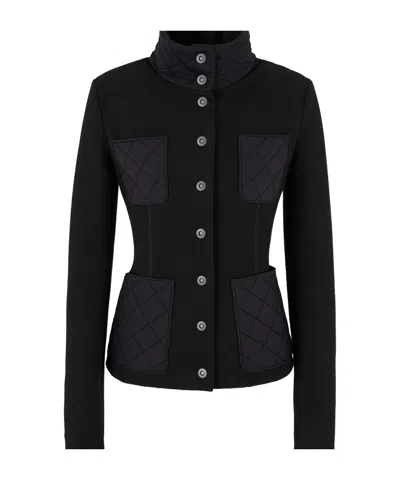 Giorgio Armani Asv Knitted Single-breasted Jacket In Black