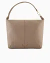 Giorgio Armani Asv La Prima Soft Large Hobo Bag In Patent Nappa Leather In Beige