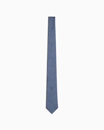 Giorgio Armani Asv Silk Tie With Geometric Print In Blau