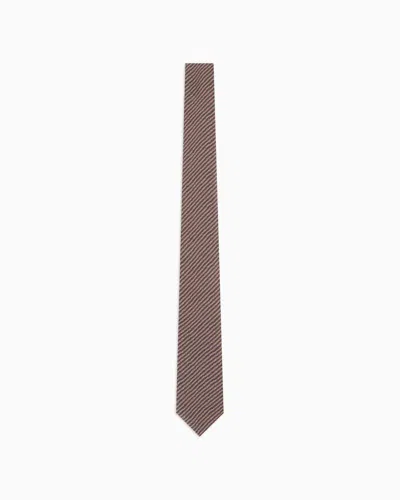 Giorgio Armani Asv Silk Tie With Geometric Print In Brown