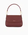 Giorgio Armani Official Store Asv Small La Prima Soft Pebbled Leather Handbag In Bordeaux