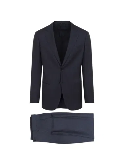Giorgio Armani Asv Soho Line Wool Suit In Blue