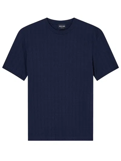 GIORGIO ARMANI ASV STRETCH VISCOSE AND CASHMERE BLEND CREW NECK T-SHIRT