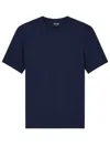 Giorgio Armani Stretch Viscose And Cashmere Blend Crew Neck T-shirt Asv Clothing In Navy Blue