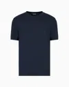 Giorgio Armani Official Store Stretch Viscose Bamboo Jersey T-shirt With Ga Embroidery In Navy Blue