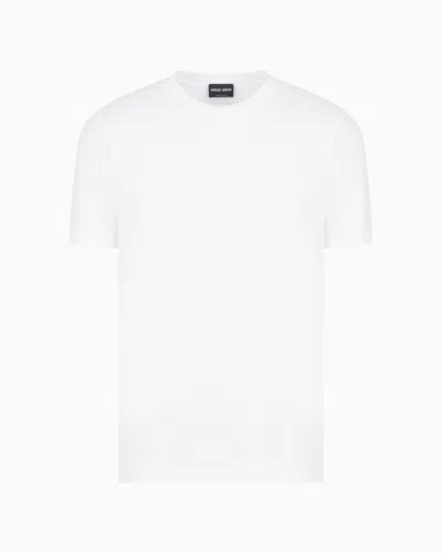 Giorgio Armani Pure Cotton Interlock Signature Logo T-shirt In White