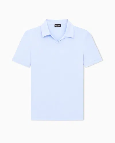 Giorgio Armani Asv Stretch Viscose Jersey Short-sleeved Polo Shirt In Purple