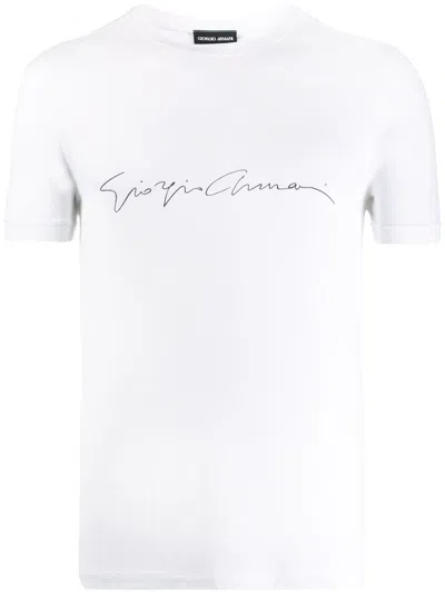 Giorgio Armani Asv Stretch-viscose T-shirt With Signature Logo In White