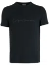 Giorgio Armani Asv Stretch-viscose T-shirt With Signature Logo In Black