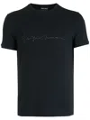 Giorgio Armani Asv Stretch-viscose T-shirt With Signature Logo In Blue