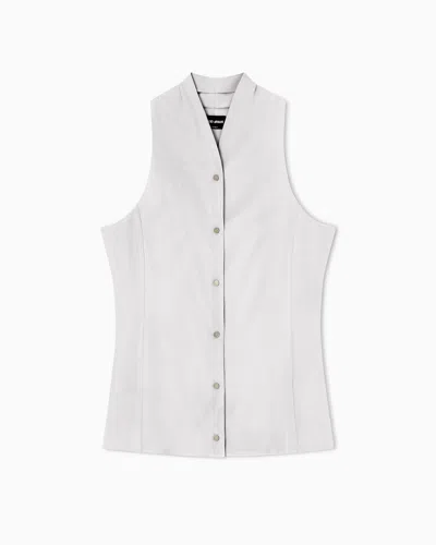 Giorgio Armani Asv Top In Triple Silk Georgette In Neutral