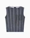 Giorgio Armani Asv Two-tone Pleated Jersey Top In Gray