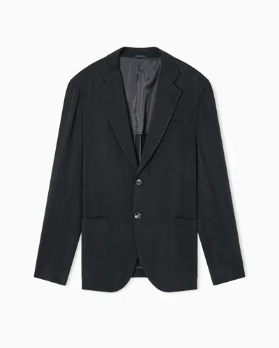 Giorgio Armani Asv Upton Line Single-breasted Canneté Cupro Jacket In Black