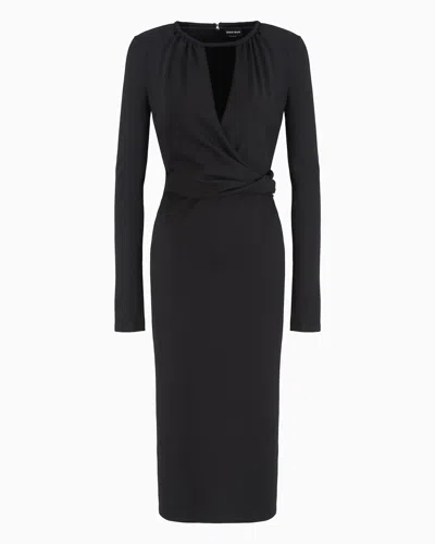 Giorgio Armani Official Store Asv Midikleid Aus Viskosemischung In Schwarz