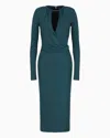 Giorgio Armani Official Store Asv Viscose-blend Midi Dress In Vert
