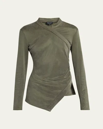 GIORGIO ARMANI ASYMMETRIC JERSEY LONG-SLEEVE TOP