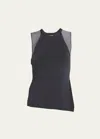 Giorgio Armani Semi-sheer Sleeveless Knitted Top In Navy