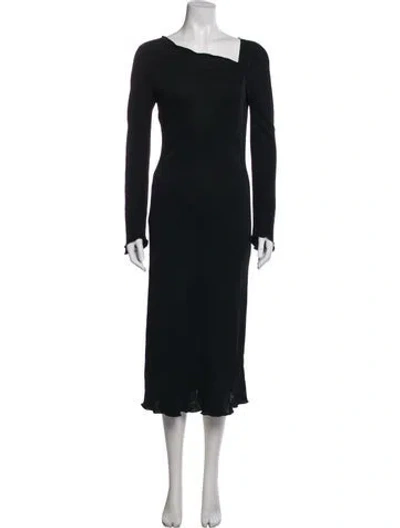 Pre-owned Giorgio Armani Asymmetrical Midi Length Dress In Gray
