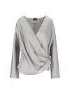 Giorgio Armani Wrap Design Shirt With Draped Detailing In Gray