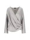 Giorgio Armani Wrap Design Shirt With Draped Detailing In Stone