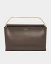 Giorgio Armani Avenue Large Polished Leather Clutch Bag In Mud