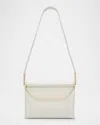 Giorgio Armani Avenue Small Polished Leather Shoulder Bag In Chalk