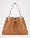 Giorgio Armani Avenue Small Soft Suede Tote Bag In Honey