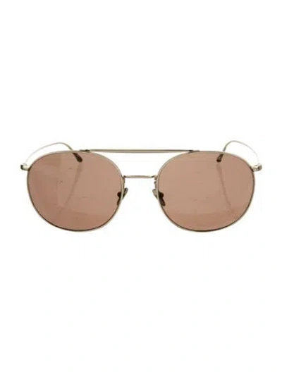 Pre-owned Giorgio Armani Aviator Mirrored Sunglasses In Brown
