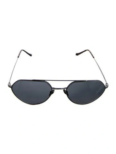 Pre-owned Giorgio Armani Aviator Tinted Sunglasses In Silver