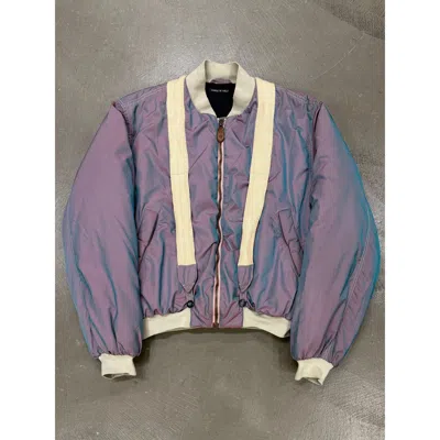 Pre-owned Giorgio Armani A/w1993 Emporio Armani Iridescent Oversized Bomber Jacket In Blue